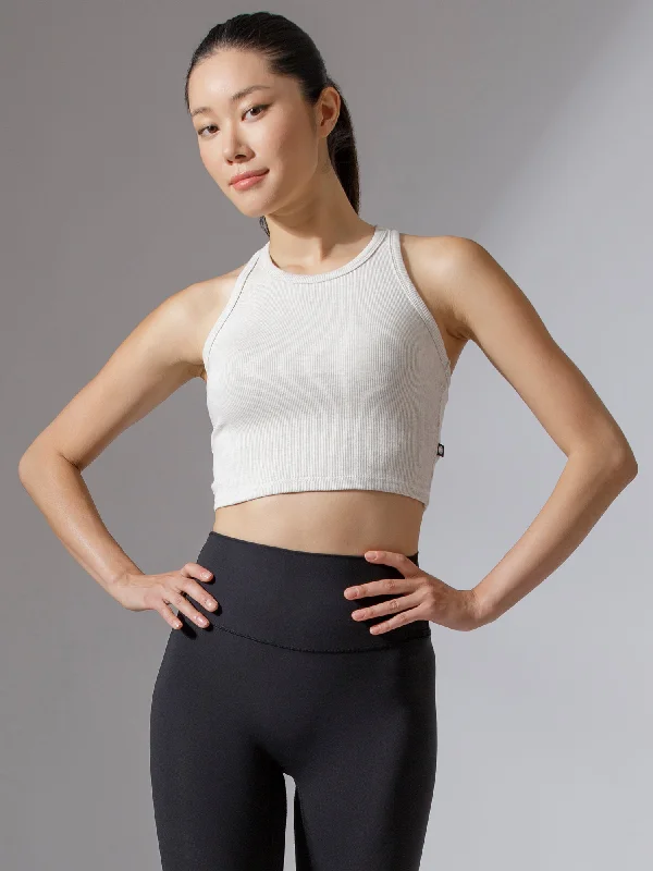 workout tanks matching shorts-EVERYDAY RIBBED CROPPED SINGLET, GREY