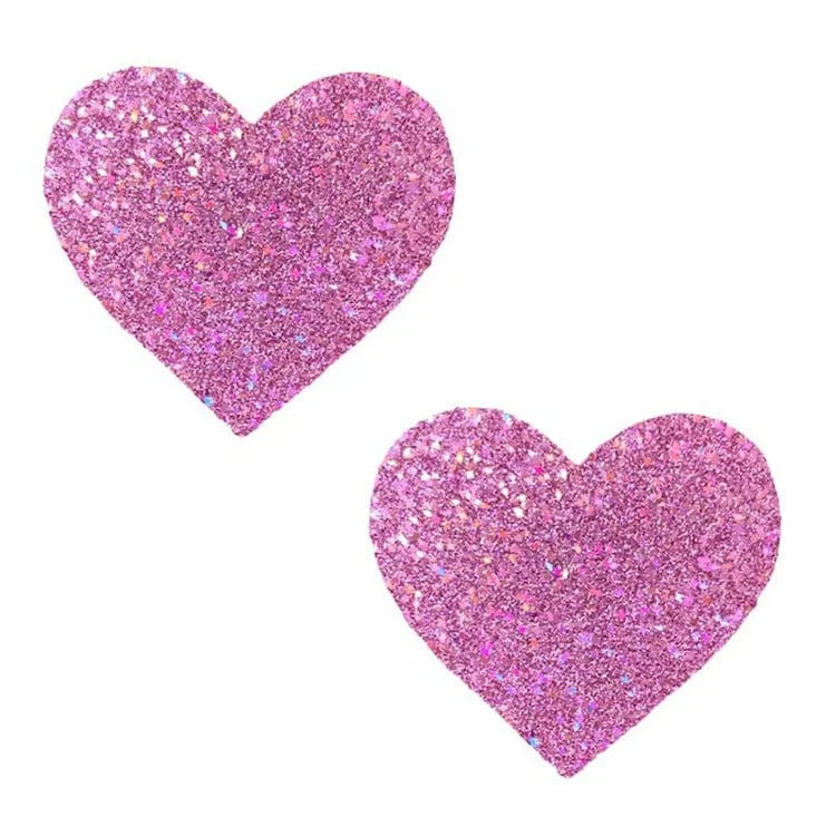 Nipple covers for helping with sheer garments-Nipztix Pink Glitter Kisses Nipple Pasties