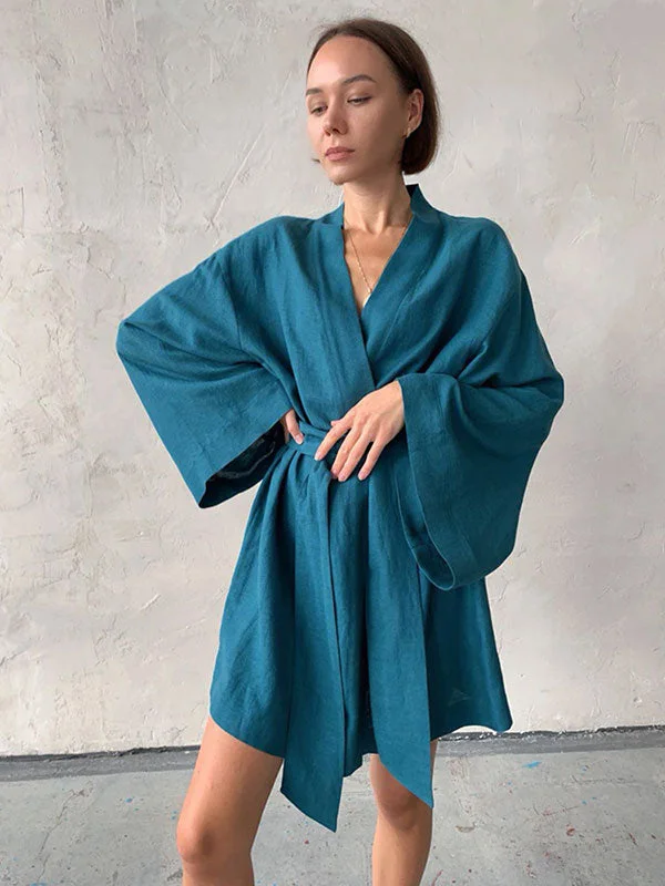 Cozy women's robes for relaxation-Robe de Chambre Kimono Pour Femme "Délicatesse Matinale"