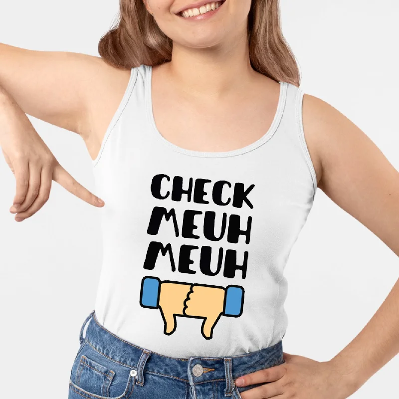 mastectomy tanks prosthetic pockets-Débardeur Femme Check meuh meuh