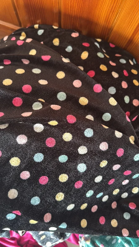 Comfortable matching mother and kid same suit for beach days-Black Polka Velvet Unstitched