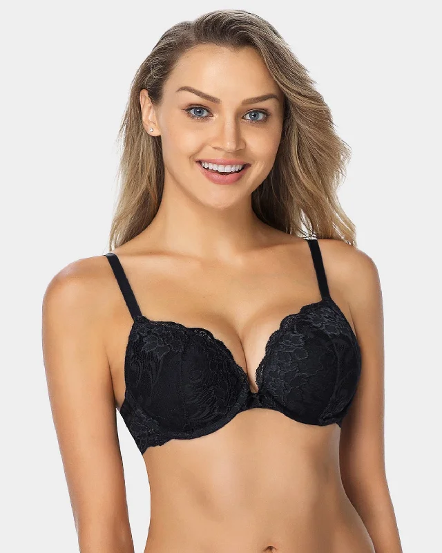 Bras for reducing swelling during recovery-Floral Lace Push-Up Lightly Padded Demi Plunge Underwire Bra Bras for reducing swelling during recovery-Floral Lace Push-Up Lightly Padded Demi Plunge Underwire Bra