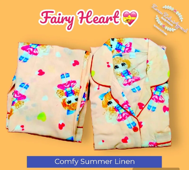 Fashionable matching mother and kid same suit for playdates-Fairy Heart Pink PJ