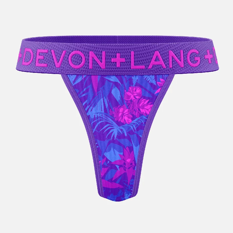 Women's panties for postpartum support-Bria V-Thong - Bromeliad Ultra Violet