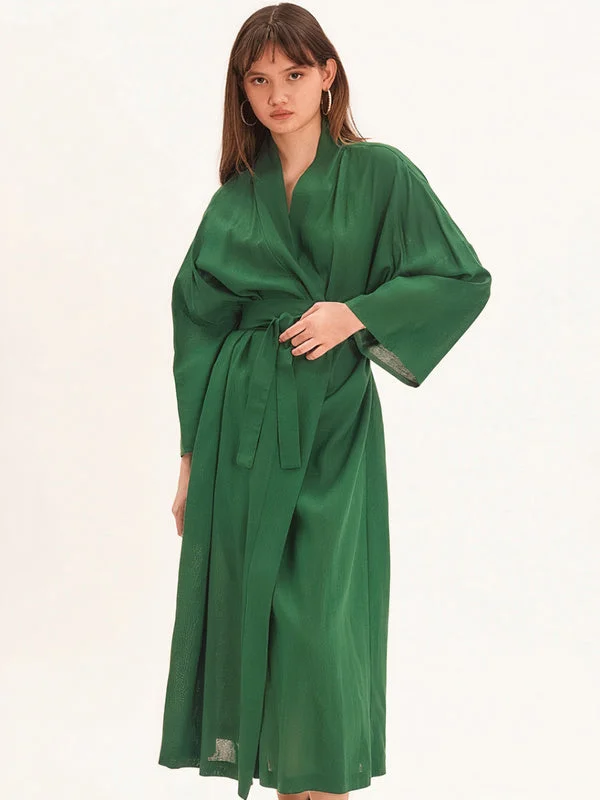 Women's robes for luxurious sleepwear-Robe de Chambre pour Femme Longueur Mi-Mollet "Vert"