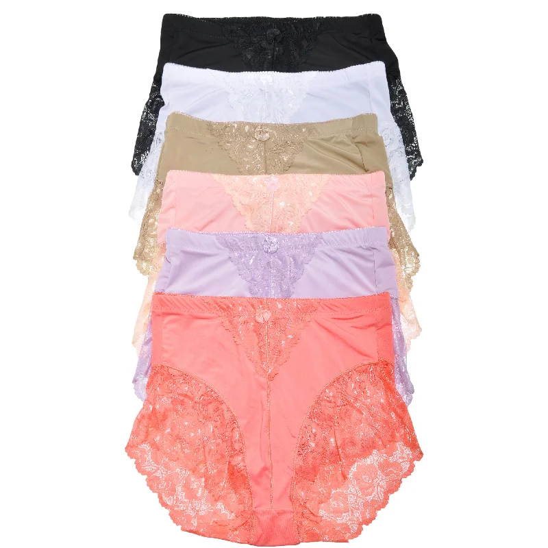 Women's panties with extra shaping-High Waist Light Control Briefs with Lace Accent Detail (6-Pack) Women's panties with extra shaping-High Waist Light Control Briefs with Lace Accent Detail (6-Pack)