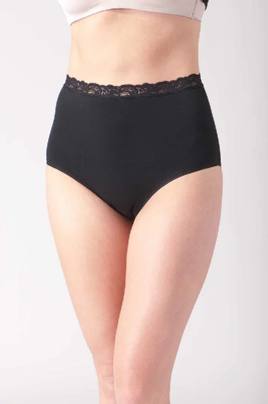 Women's panties with floral lace details for a romantic look-Cotn Lace Trim Pima Cotton Brief Panty Women's panties with floral lace details for a romantic look-Cotn Lace Trim Pima Cotton Brief Panty