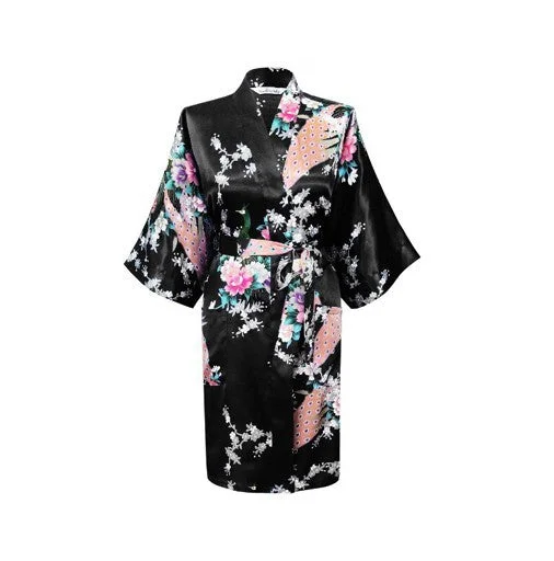 Women's robes with comfortable fit-Silk Satin Wedding Bride Bridesmaid Robe