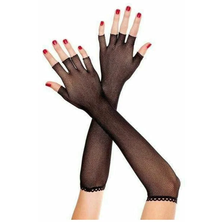 Nipple covers for no-show bras-Fingerless Fishnet Elbow Gloves