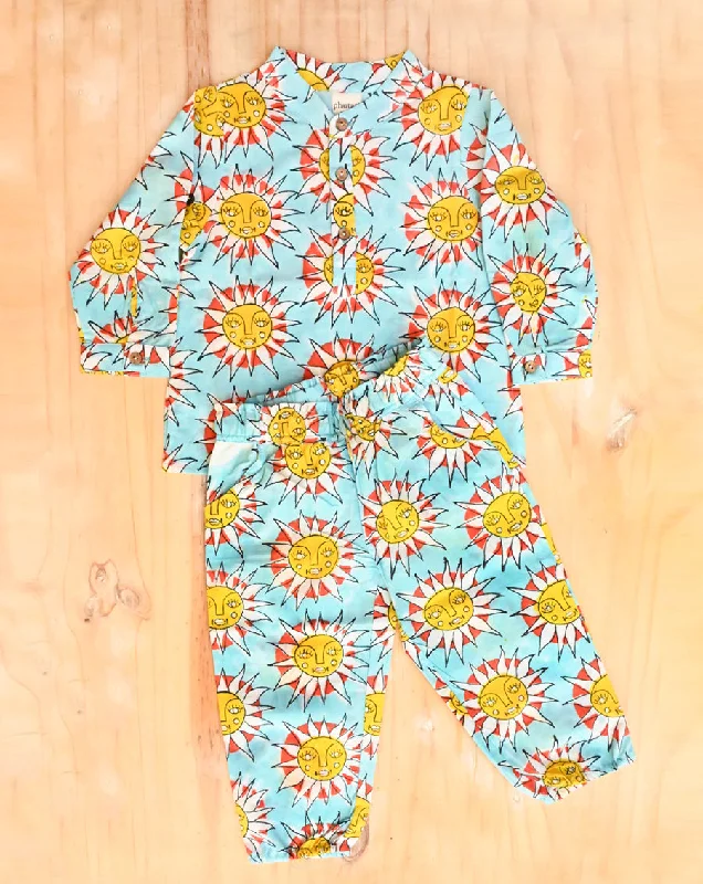 Comfortable matching mother and kid same suit for relaxation-SunBurn Cotton Kurta Pyjama Set for Kids