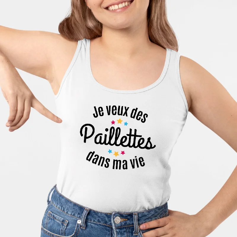 camisoles multipack 3 colors-Débardeur Femme Je veux des paillettes dans ma vie