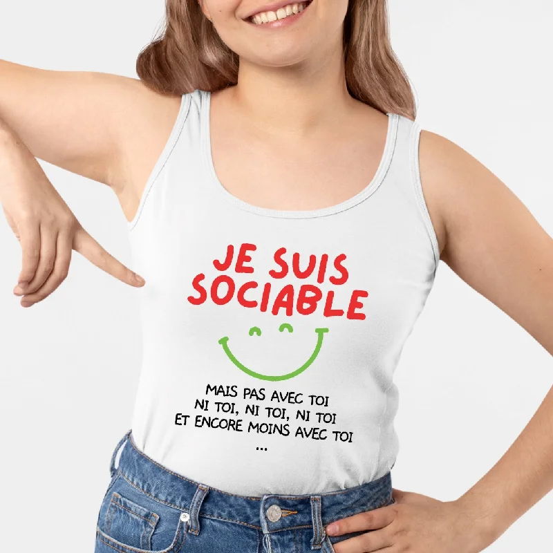 plus size camisoles tummy control-Débardeur Femme Je suis sociable mais pas avec toi