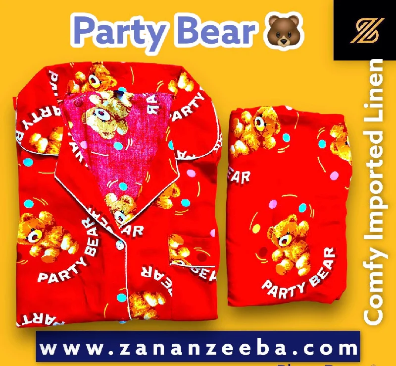 Stylish matching outfits for mother and kid same suit-Party Bear Red