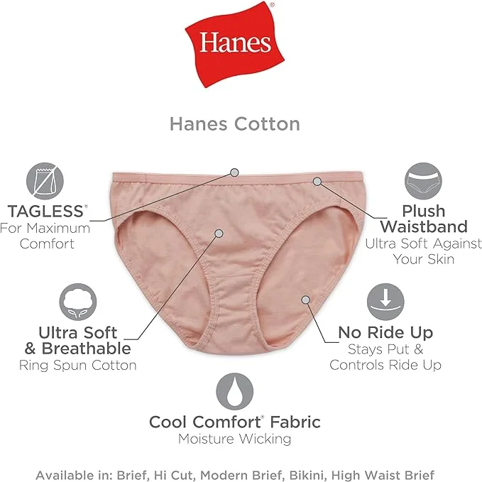 Lace-front panties for a delicate and sensual style-Hanes 6 Pack Hi-Cut Panties