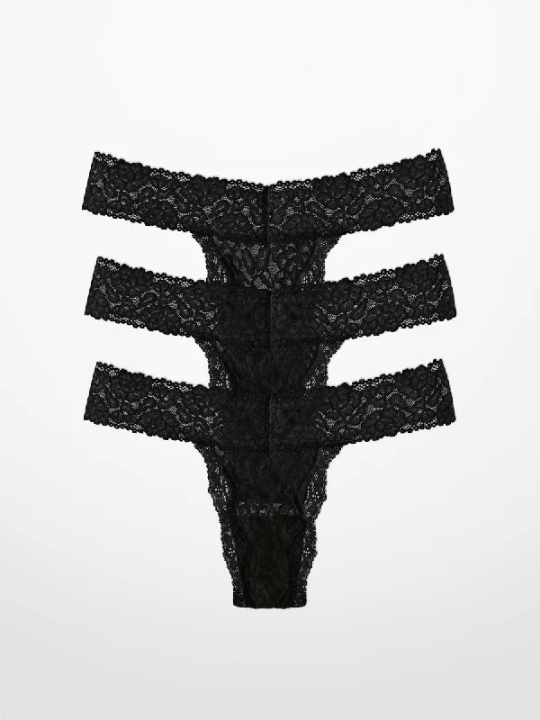 Women's panties for casual wear-3-Pack Luxe-Stretch Lace Thong