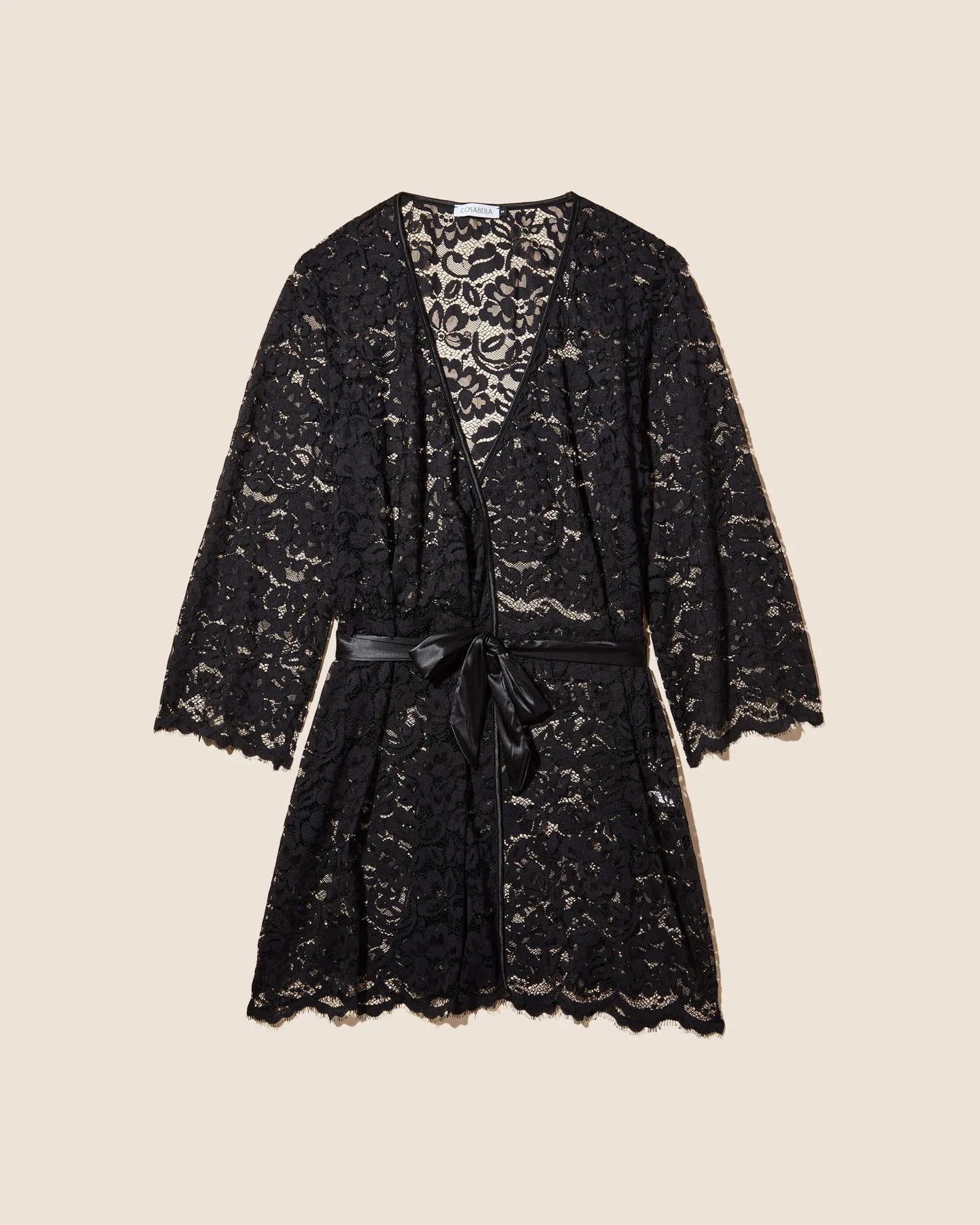 Cozy robes with soft texture for women-Cosabella Magnolia Lace Kimono Robe