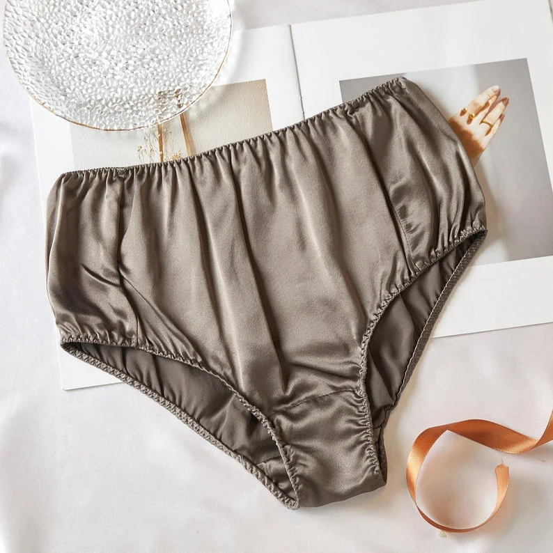Comfortable women's panties for sports-Taupe Pure Mulberry Silk French Cut Panties | High Waist | 22 Momme | Float Collection Comfortable women's panties for sports-Taupe Pure Mulberry Silk French Cut Panties | High Waist | 22 Momme | Float Collection