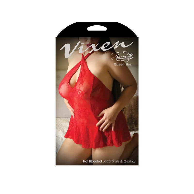 Sexy dress for full body shaping-Hot Blooded Lace Dress & G-string - Queen Boxed