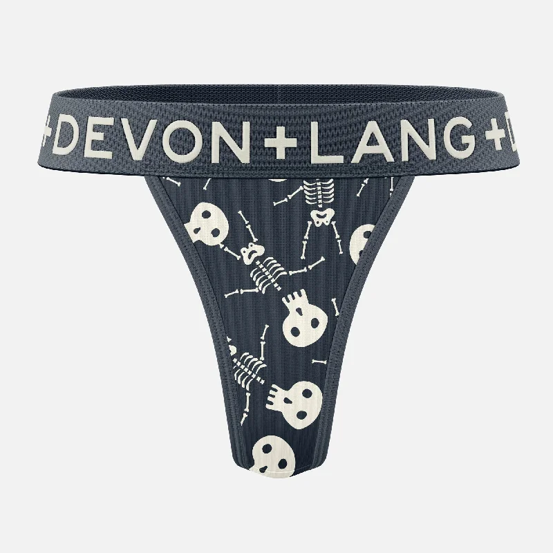 Seamless women's panties for running-Bria V-Thong - Skeletons