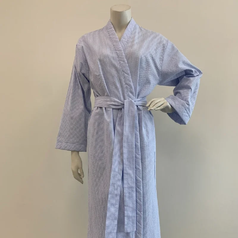 Cozy fleece women's robes for winter nights-Diamond Tea 100% Cotton Seersucker Wrap Robe