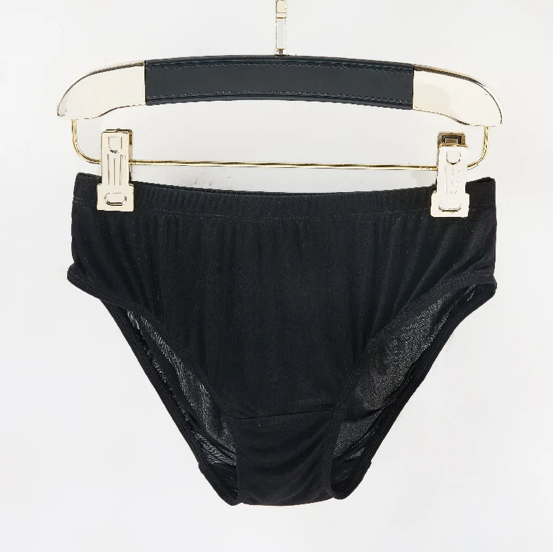 Women's panties for tummy shaping-Knitted Silk Mid Rise French Cut Panties | Black Vodka | Shimmer Collection Women's panties for tummy shaping-Knitted Silk Mid Rise French Cut Panties | Black Vodka | Shimmer Collection