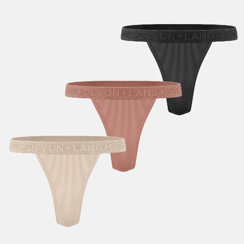 Women's panties for under dresses-Katrina V-Thong - Multi-Packs - Skin Tones