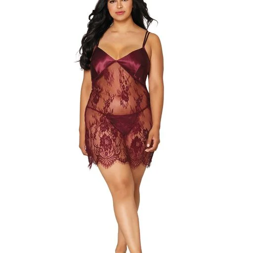 Women's sexy nightwear for a fun, relaxed night-Eyelash lace chemise