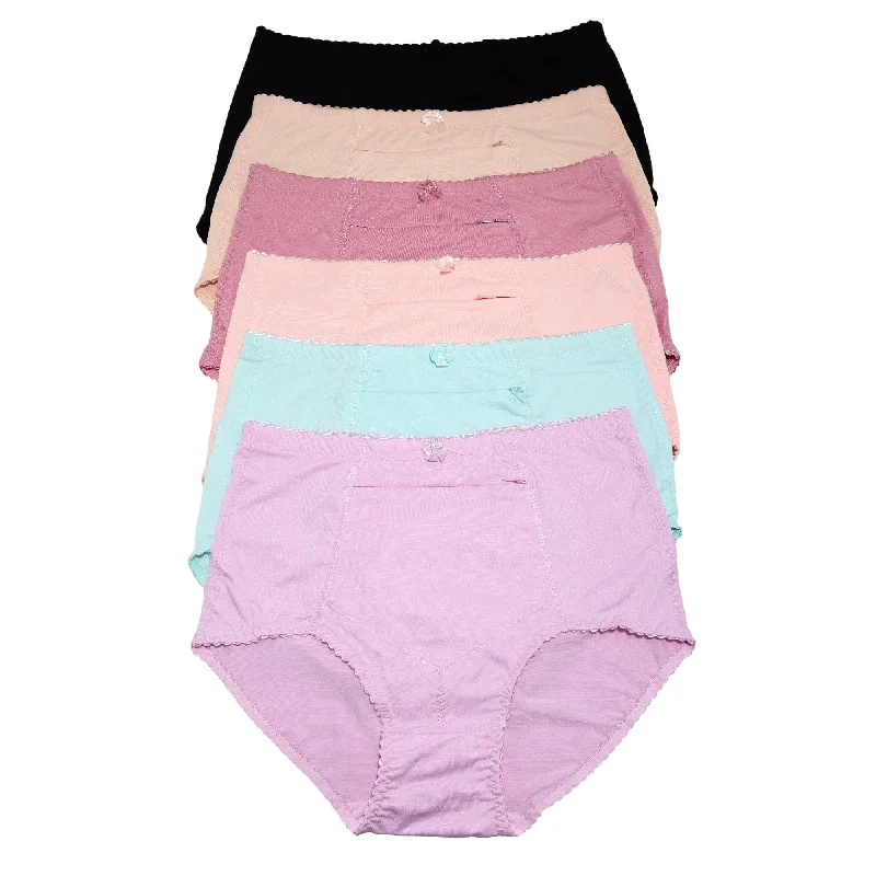 Women's panties for long-lasting comfort-Cotton High Waist Girdle with Zippered Pockets (6-Pack)