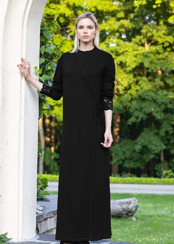 Soft women's robes with satin texture for sleep-Wrap Around Robe