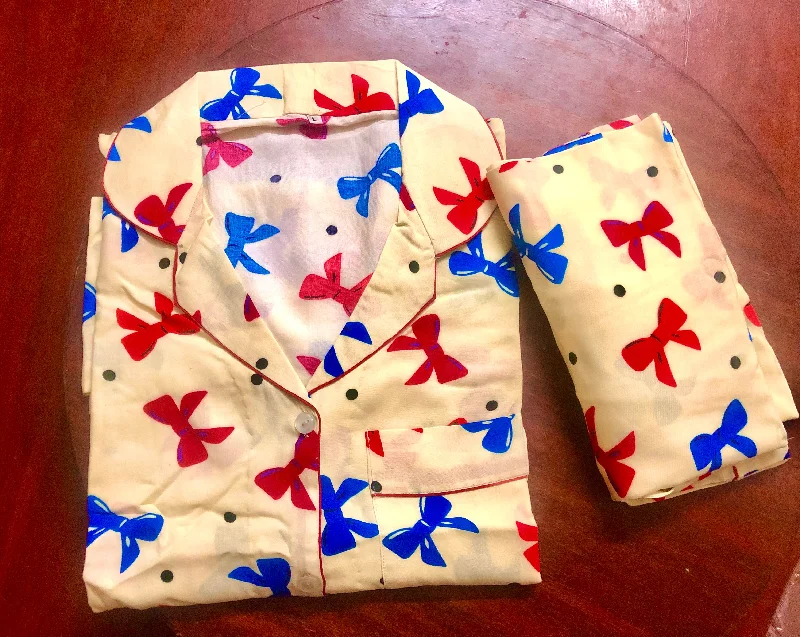 Mother and kid same suit for relaxing at home-R & B Bow Knot