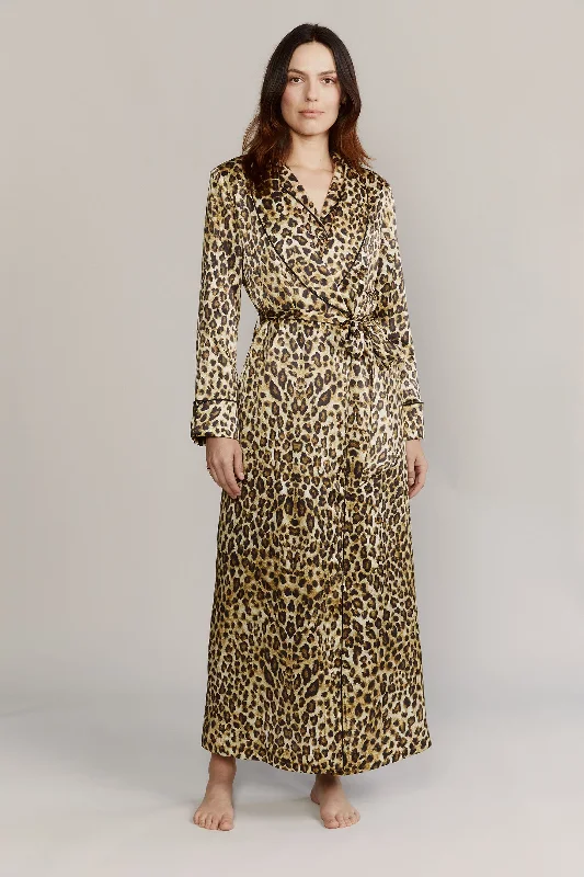Women's robes with fashionable and functional design-Matador Leopard Silk Satin Robe