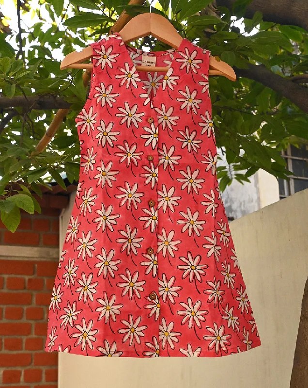 Mother and kid same suit for spring celebrations-Whoopsie Daisy Cotton Dress for Girls