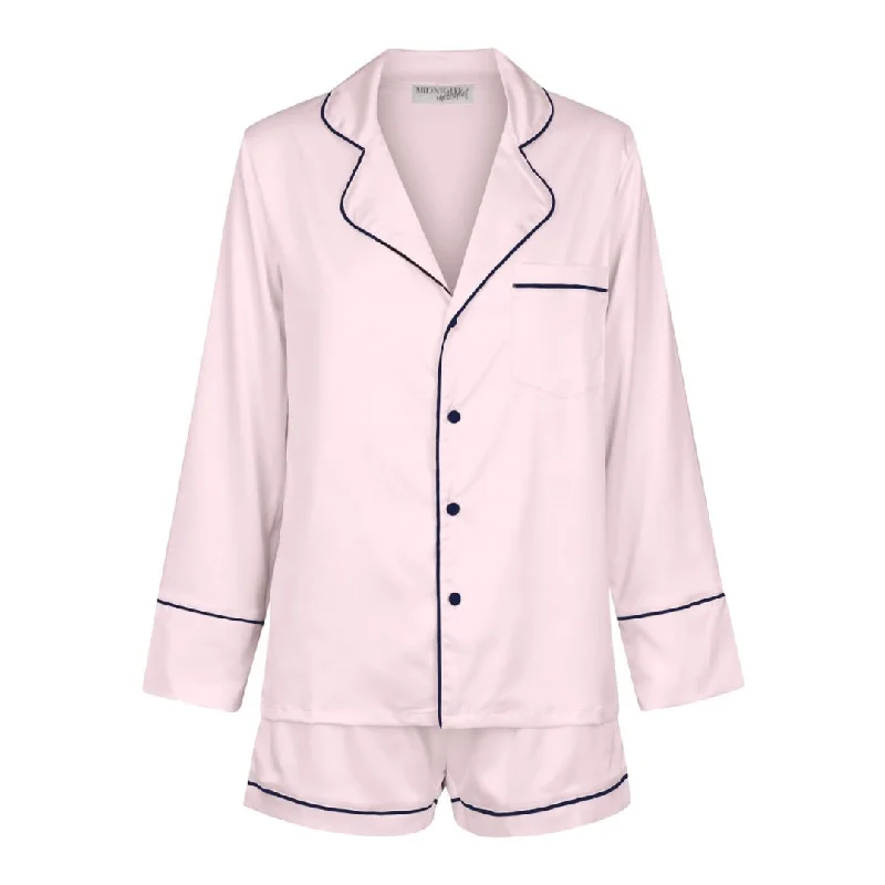 Soft cotton mother and kid same suit for comfort-Satin Personalised Pyjama Set - Long Sleeve Pink/Navy Soft cotton mother and kid same suit for comfort-Satin Personalised Pyjama Set - Long Sleeve Pink/Navy