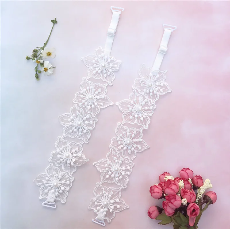 Nipple covers for long-lasting support-Big Flower Lace Bra Strap