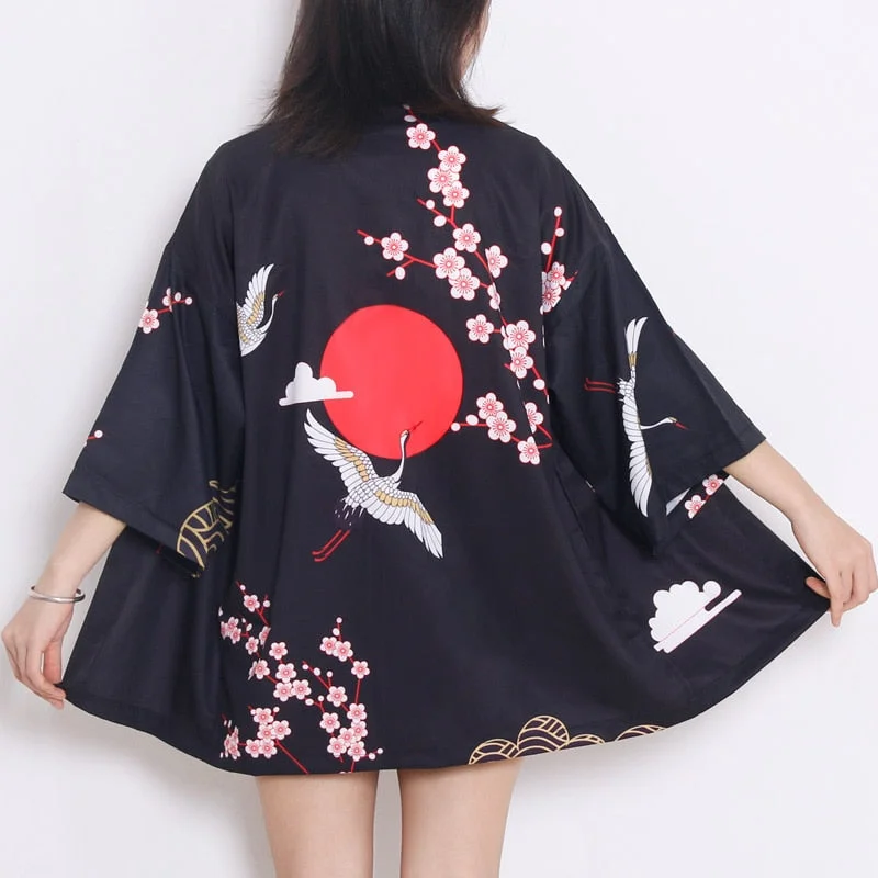 Soft women's robes with satin touch for elegance-Japanese Style Waves Samurai Kimono Streetwear Men Women Cardigan Japan Harajuku Anime Robe Traditional Clothes 2020 Summer