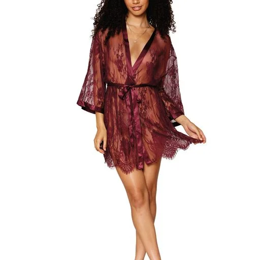 Women's robes for summer relaxation-Eyelash lace robe
