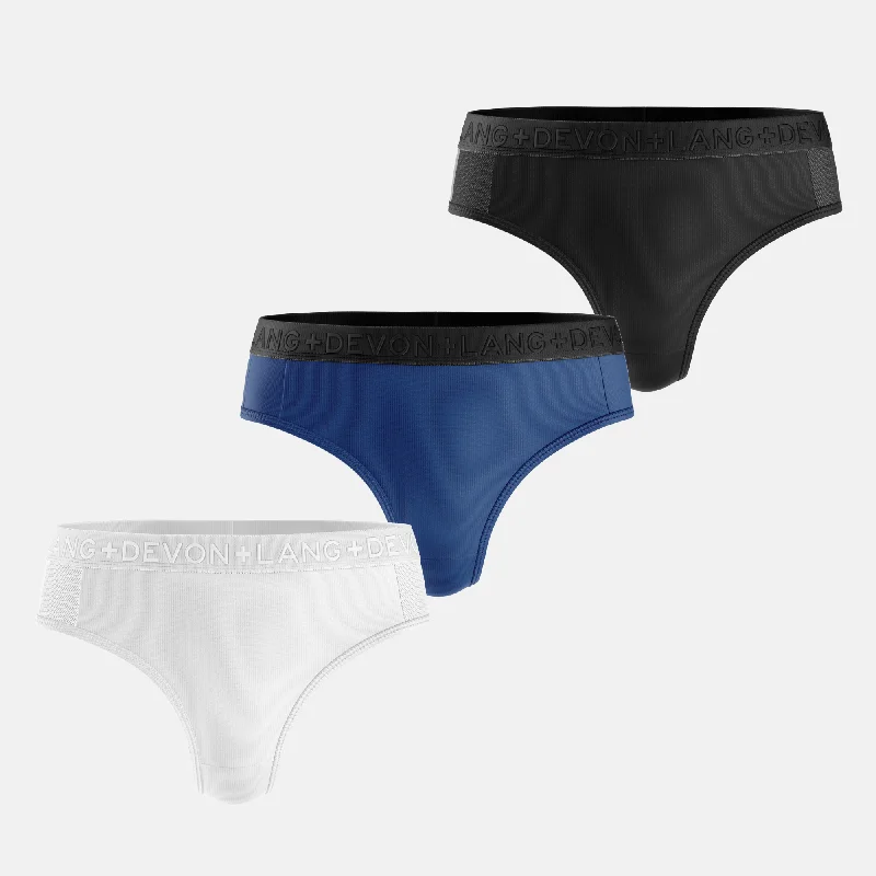Women's panties for smooth under tight clothes-Katrina Everyday Thong - Multi-Packs - Glacier/Obsidian/Pacific Blue