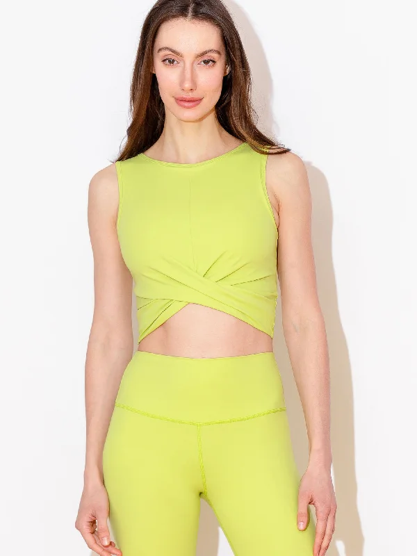 metallic tanks evening wear-NUDE FRONT WRAP TANK, GLOW