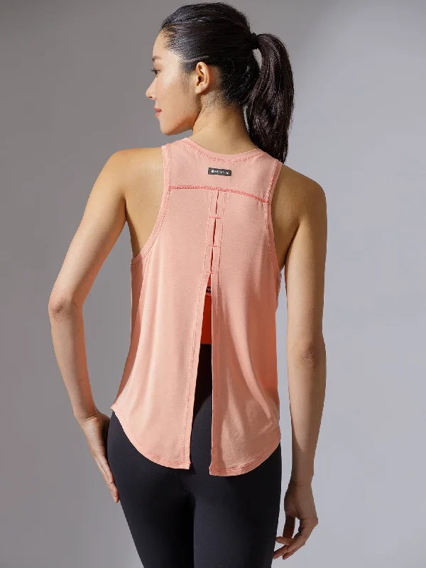 neutral camisoles capsule wardrobe-BACK TIE EVERYDAY SINGLET, PEACH