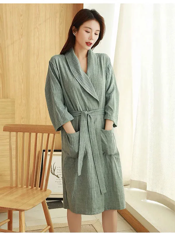 Women's robes for after a long day-Robe de Chambre D'été Pour Femme "Sérénité Matinale"