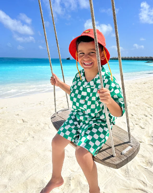 Matching outfits for mother and kid same suit for beach days-Tic Tac Shortees - Soft Cotton Shirt & Shorts Set for Kids