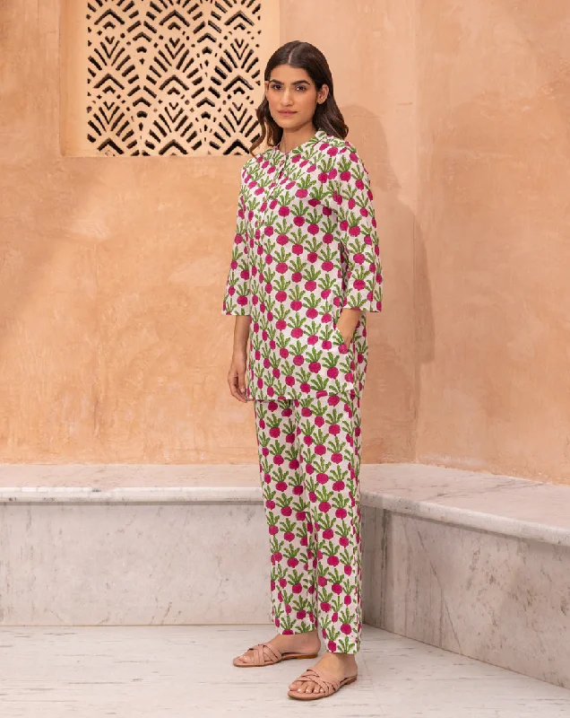Cute matching mother and kid same suit for photos-Beet-the-Root Short Kurta Pyjama - Soft Cotton Co-ord Set