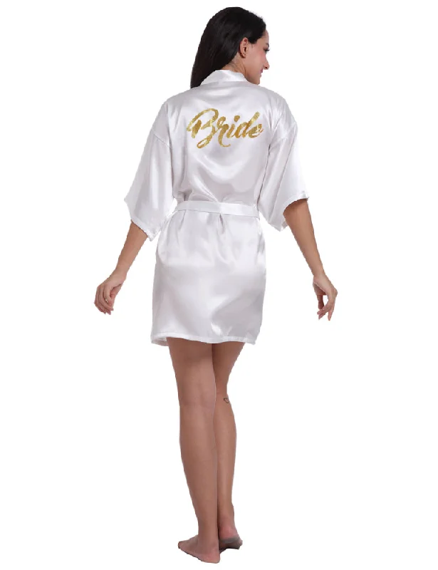 Women's robes for a peaceful bedtime-Satin back bronzing bridal robe