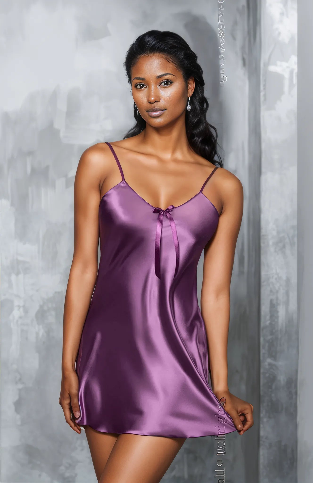 Elegant lingerie sets for wedding night-Irall Aria Nightdress Violet