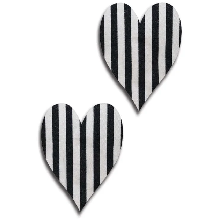 Nipple covers for under sheer dresses-STRIPED HEART NIPPLE PASTIES