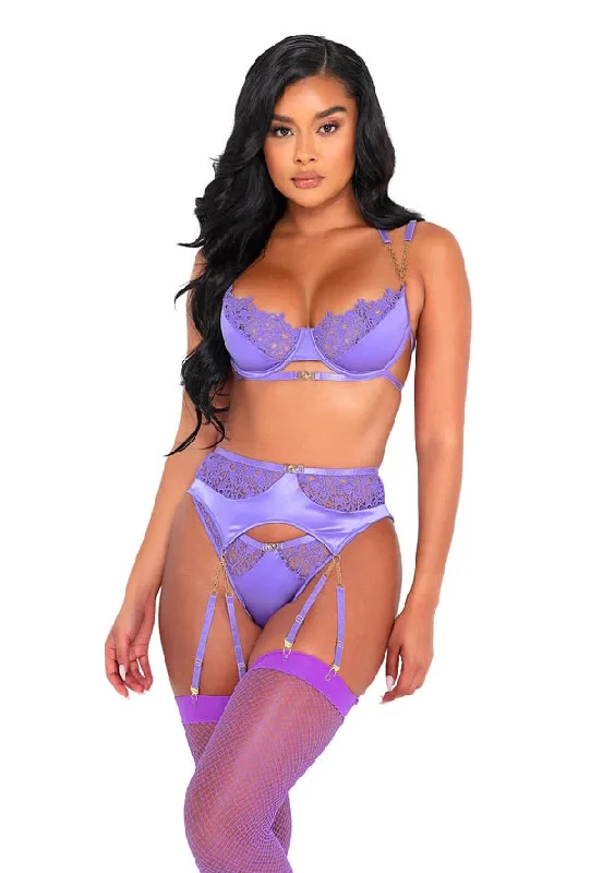 Bridal lingerie sets with corset-Lavender Dream