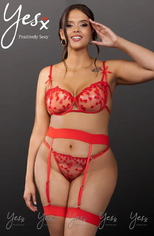 Lace lingerie sets for confident look-YesX YX845Q Red Bra Set
