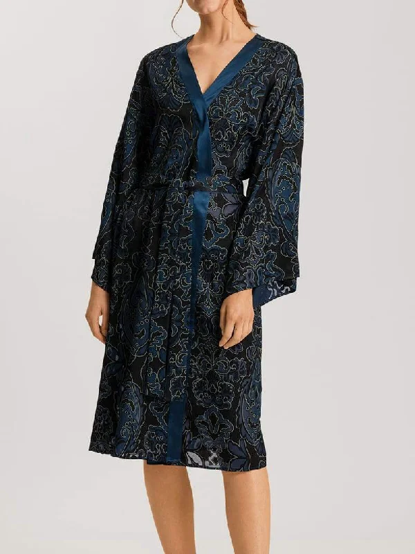 Women's robes for summer relaxation-Hanro Marlene Sheer Damask Kimono