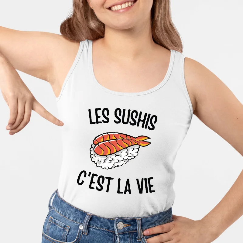 recycled polyester eco tanks-Débardeur Femme Les sushis c'est la vie