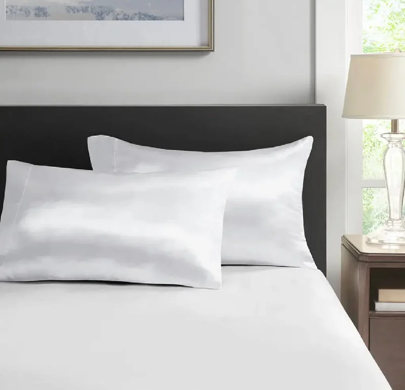 Nipple covers for helping with sheer garments-2-Pack Satin Pillowcases, White
